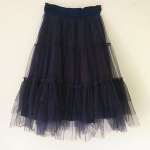 NWOT Korean Navy Triple Tulle Skirt